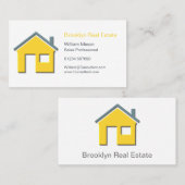 Einfache Gelb- und Grau-Zuhause-Icon Real Anwesen  Visitenkarte (Vorne/Hinten)