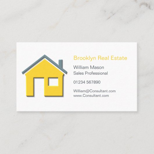 Einfache Gelb- und Grau-Zuhause-Icon Real Anwesen  Visitenkarte (Vorderseite)
