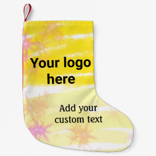 Einfache gelbe Aquarell-Add-your-Logo-Text Kleiner Weihnachtsstrumpf