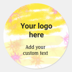 Einfache gelbe Aquarell-Add-your-Logo-Text Runder Aufkleber