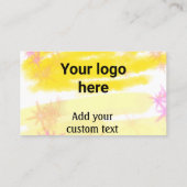Einfache gelbe Aquarellfarbe Fügen Sie Ihrem Logo  Visitenkarte (Rückseite)