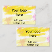 Einfache gelbe Aquarellfarbe Fügen Sie Ihrem Logo  Visitenkarte (Vorne/Hinten)