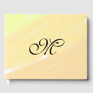 einfache gelbe Aquarelllinien fügen Ihre Monogramm Gästebuch