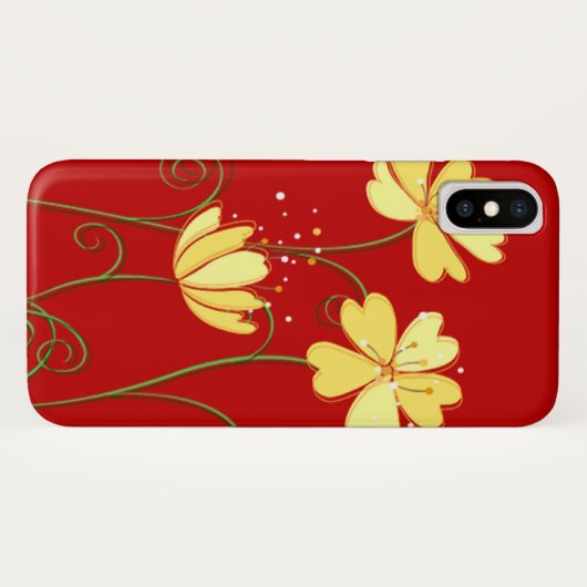 Einfache gelbe Blumen auf Rot Case-Mate iPhone Hülle (Rückseite (Horizontal))