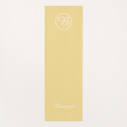 Einfache gelbe Farbblock-Monogramm und Name Yogamatte (Vorderseite)