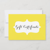 Einfache Gelbe Geschenkgutscheine (Vorderseite)