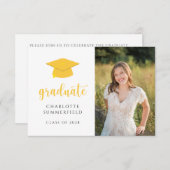 Einfache Gelbe Goldgraduierung Einladung (Vorne/Hinten)