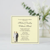 Einfache gelbe Groom- und Gay-Hochzeit Einladung (Stehend Vorderseite)