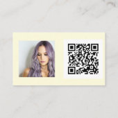 Einfache gelbe Haarschminke Foto-Logo qr Visitenkarte (Rückseite)