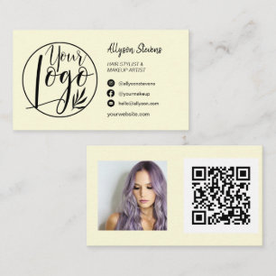 Einfache gelbe Haarschminke Foto-Logo qr Visitenkarte