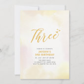 Einfache Gelbe Herzen Drei Party Geburtstag Einladung (Vorderseite)