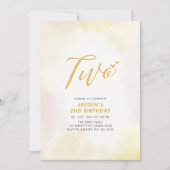 Einfache Gelbe Herzen Zweites Party zum Geburtstag Einladung (Vorderseite)