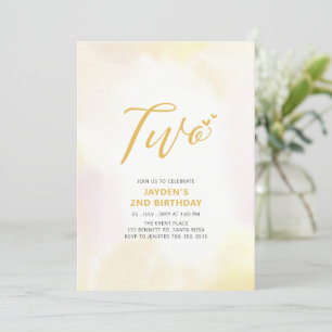 Einfache Gelbe Herzen Zweites Party zum Geburtstag Einladung