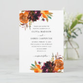 Einfache gelbe Lila Burgund-Flora-Hochzeit im Herb Einladung (Stehend Vorderseite)