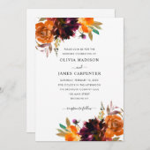 Einfache gelbe Lila Burgund-Flora-Hochzeit im Herb Einladung (Vorne/Hinten)