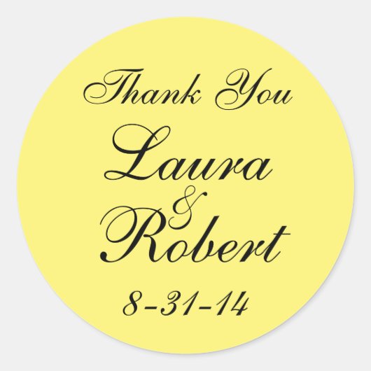Einfache Gelbe Monogramm Runder Aufkleber (Vorderseite)