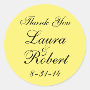 Einfache Gelbe Monogramm Runder Aufkleber