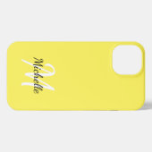 Einfache Gelbe Monogrammbezeichnung + Initial iPhone Hülle (Rückseite (Horizontal))