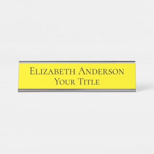 Einfache gelbe Namensplatte Schreibtischnamensplakette (Vorderseite )