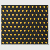 Einfache Gelbe Polka Dots Muster auf schwarz Geschenkpapier (Flach)