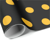 Einfache Gelbe Polka Dots Muster auf schwarz Geschenkpapier (Rolleneckpunkt)
