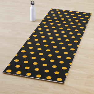 Einfache Gelbe Polka Dots Muster auf schwarz Yogamatte