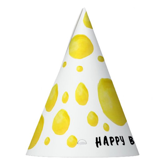 Einfache gelbe Polka Punkte Aquarell und schwarzer Partyhütchen (Links)