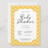 Einfache Gelbe Retro Daisy Blumenblock Print Einladung (Vorderseite)