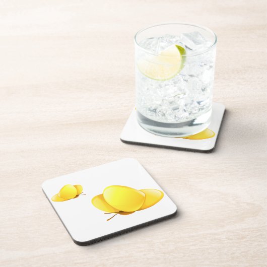 Einfache Gelbe Schmetterlinge Getränkeuntersetzer (Rechte Seite)
