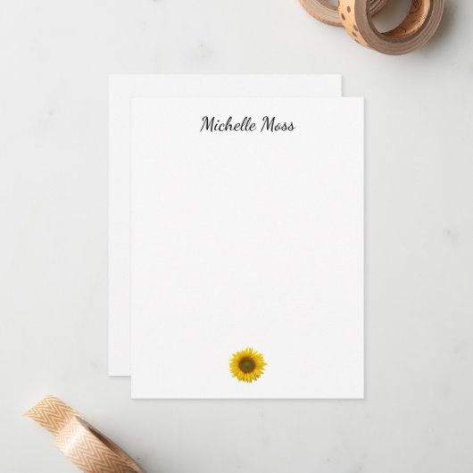 Einfache Gelbe Sonnenblume Rustikal Botanisch Mitteilungskarte (Vorderseite/Rückseite Beispiel)