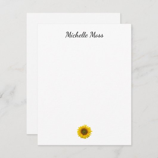 Einfache Gelbe Sonnenblume Rustikal Botanisch Mitteilungskarte (Vorne/Hinten)