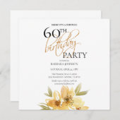Einfache gelbe Überraschung Gelbe Blüte 60. Geburt Einladung (Vorne/Hinten)