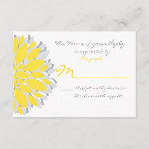 Einfache, gelbe und graue Blume Hochzeiten von RSV RSVP Karte