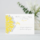 Einfache, gelbe und graue Blume Hochzeiten von RSV RSVP Karte (Stehend Vorderseite)