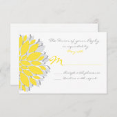 Einfache, gelbe und graue Blume Hochzeiten von RSV RSVP Karte (Vorne/Hinten)