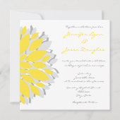 Einfache Gelbe und Graue Blume Hochzeitsfeiern Einladung (Vorderseite)