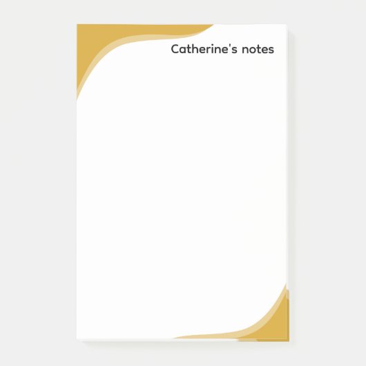 Einfache gelbe und schwarze anpassbare Wellen Post-it Klebezettel (Vorderseite)