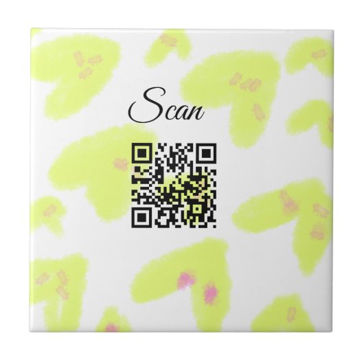 Einfache gelbe Wasserfarbe füge Q R Code Scan Text Fliese (Vorderseite)