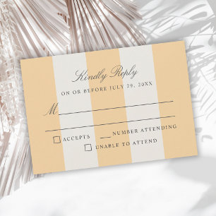 Einfache gelbe weiße Cabana-Streifen Hochzeit RSVP Karte