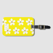 Einfache gelbe weiße Daisy Gold Monogram Travel Gepäckanhänger (Vorderseite (Horizontal))