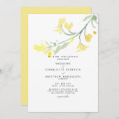 Einfache Gelbe Wildblume-Stem-Hochzeitseinladung Einladung (Vorne/Hinten)