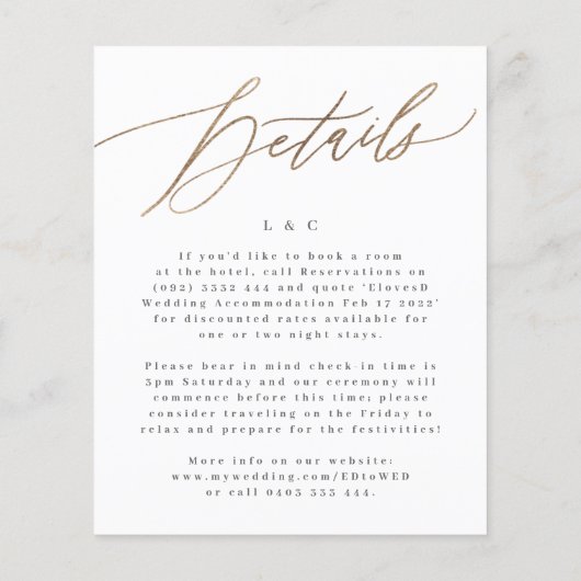 Einfache Gelbgolddetails bei BackWedding (Rückseite)