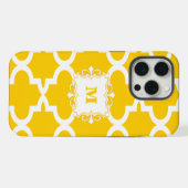 Einfache Gelbmuster-Monogramm iPhone Hülle (Rückseite (Horizontal))