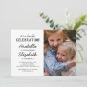 Einfache Gemeinsame Foto Geburtstagspartei Einladung (Stehend Vorderseite)