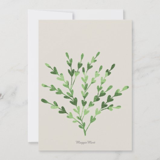 Einfache Gender Neutral Green Tan Baby Dusche Einladung (Rückseite)