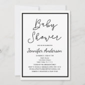 Einfache Gender-neutrale Schwarz-weiße Babydusche Einladung (Vorderseite)