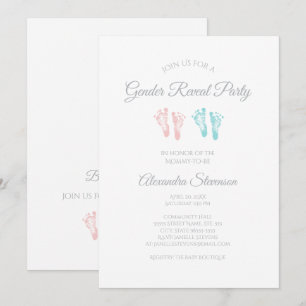 Einfache Gender Reveal Baby Shower Niedlich Footpr Einladung