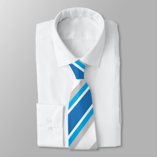 Einfache Geometric Blue an Grey Stripes Krawatte (Gebunden)