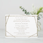 Einfache Geometrie des weißen Golden Text für beid Einladung (Stehend Vorderseite)