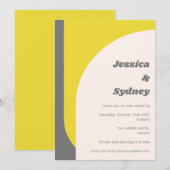 Einfache geometrische Arch-Gelbgraue Hochzeit Einladung (Vorne/Hinten)